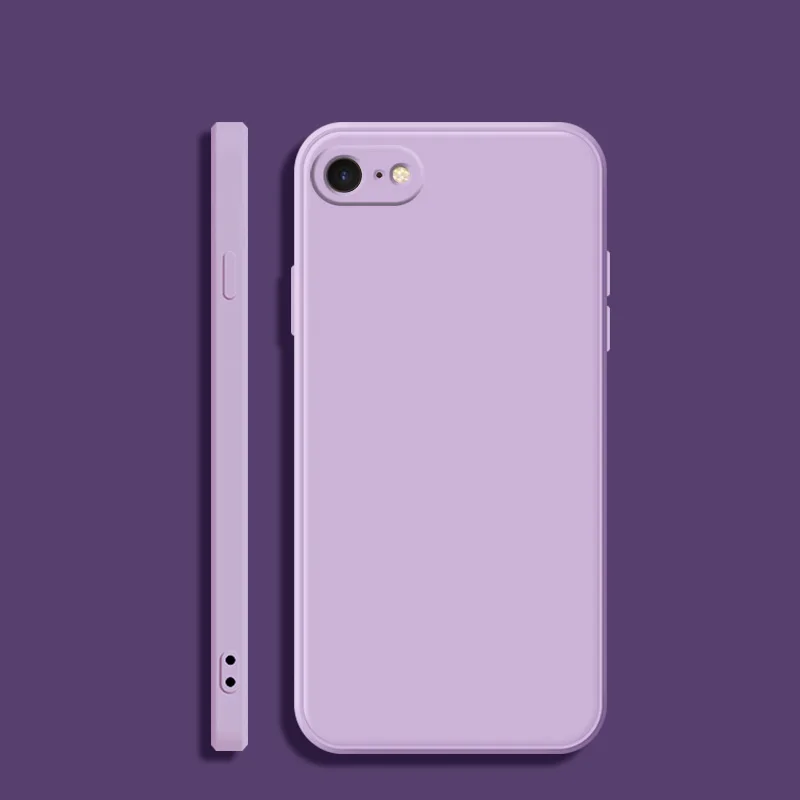 

For iPhone 7 Soft TPU Silicone Protective Square Phone Casing For iPhone 8 Simple Purea Colors Back Cover Fundas