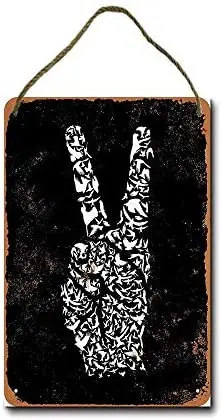 

Metal Sign Peace Sign Fingers Made of Doves Wall Decor Hanging Sign