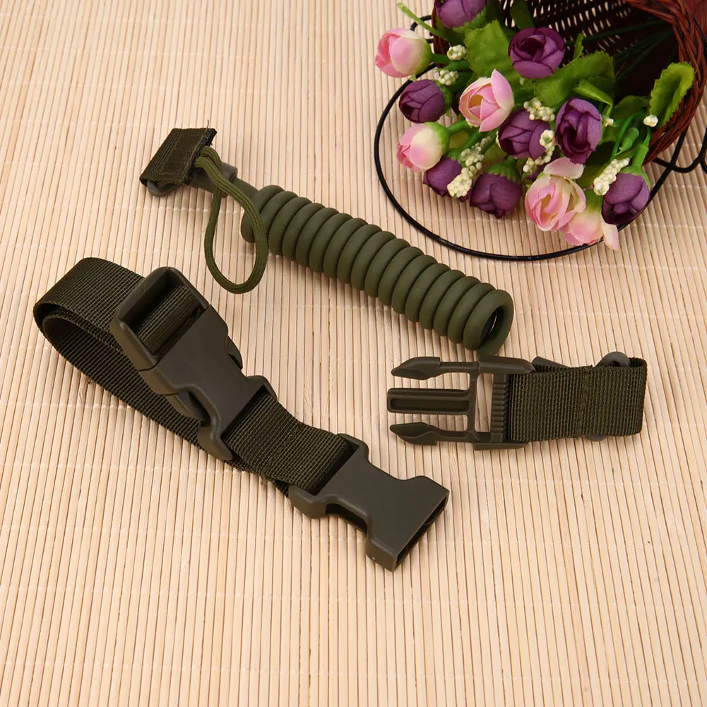 

Outdoor Spring Lanyard Elastic Telescopic Camp Hiking Hunting Hanging Belt Buckle Quick Release Fastening Sling Safety Rope