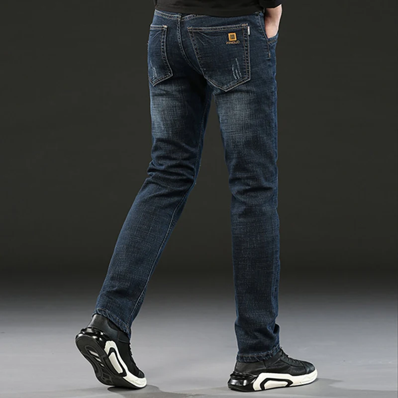 

Business Men Jeans Fashion Popular Slim Trousers Straight Stretch Cusual Leisure Denim Male Clothing