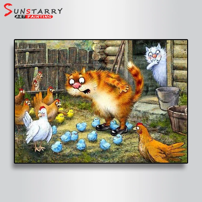 Sunstarry Алмазная вышивка кошки картина полная круглая дрель животные Стразы