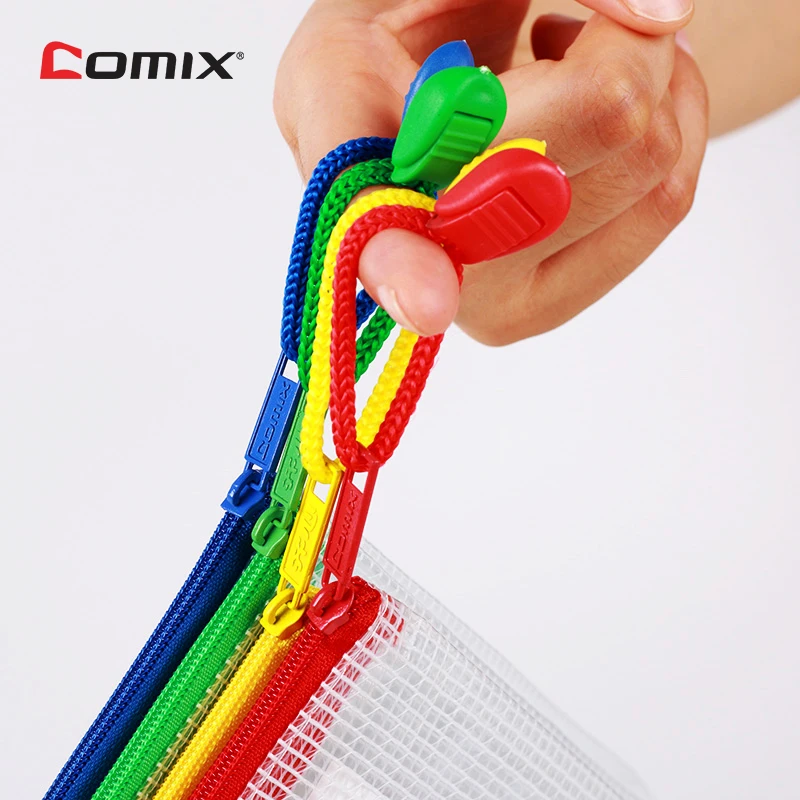 Comix A5 ПВХ сумка для файлов прозрачная на молнии 10 шт./компл. рандомный цвет