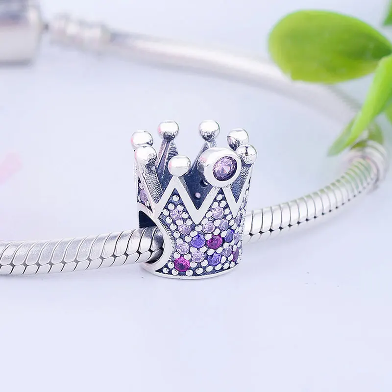 Женская серебряная плитка розовая фианитовая бусина из фианита оригинальная