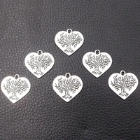 12pcslot silver plated love tree charm metal pendants necklaces bracelets diy charms for jewelry making accessories 2015mm