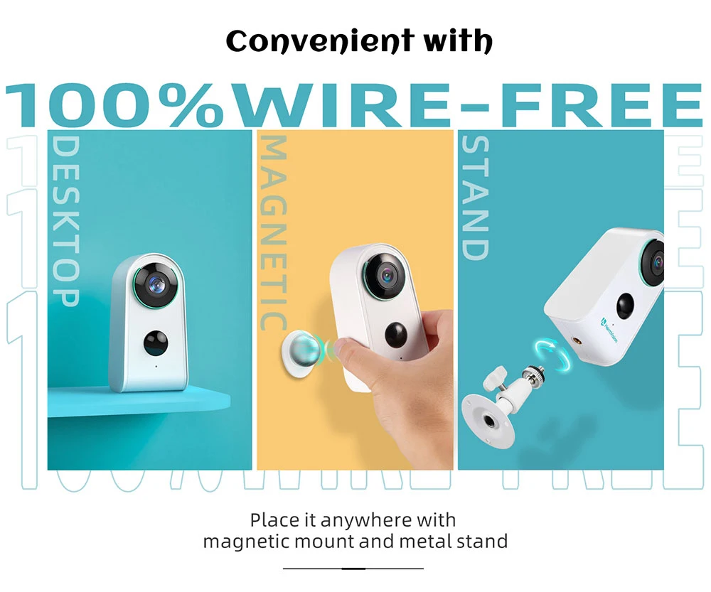 HeimVision HMDC3MQ IP Камера Wi Fi 1080P Беспроводной безопасности наружного Батарея Cam