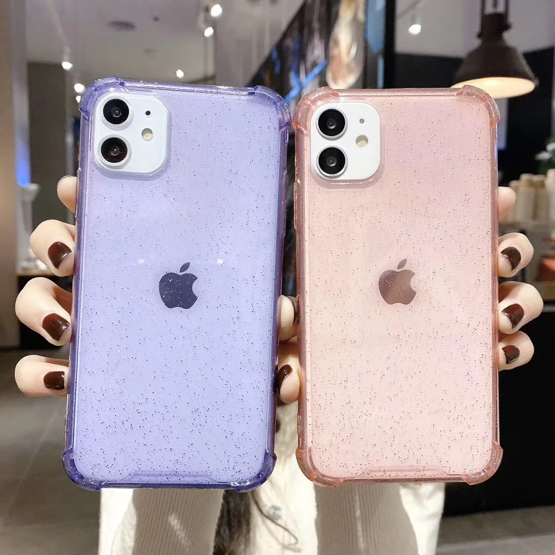 

Candy Transparent Phone case For Iphone 12 Mini 11 Pro XS MAX X XR SE 7 8 plus Soft Luxury SiliconeShiny purple green