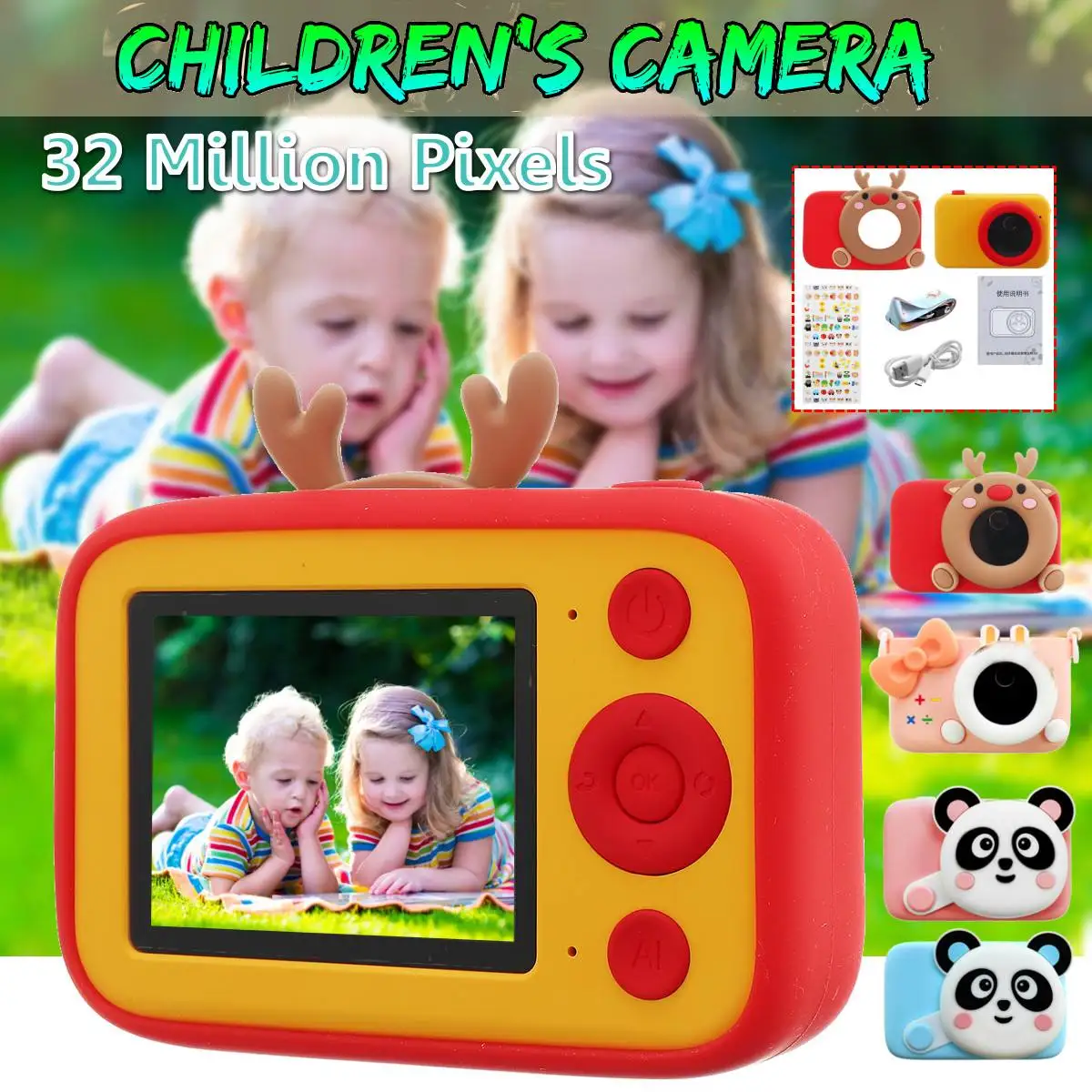 Портативная мини цифровая камера игрушки для детей 2 4 &quotHD экран AI