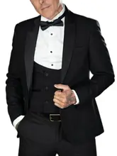 3Pcs Jacket Pants Vest Custom Made Shawl Lapel Blazer Trousers Black Men Suits Sets Wedding Party Wear Male Coat+Pants+Waistcoat (1)