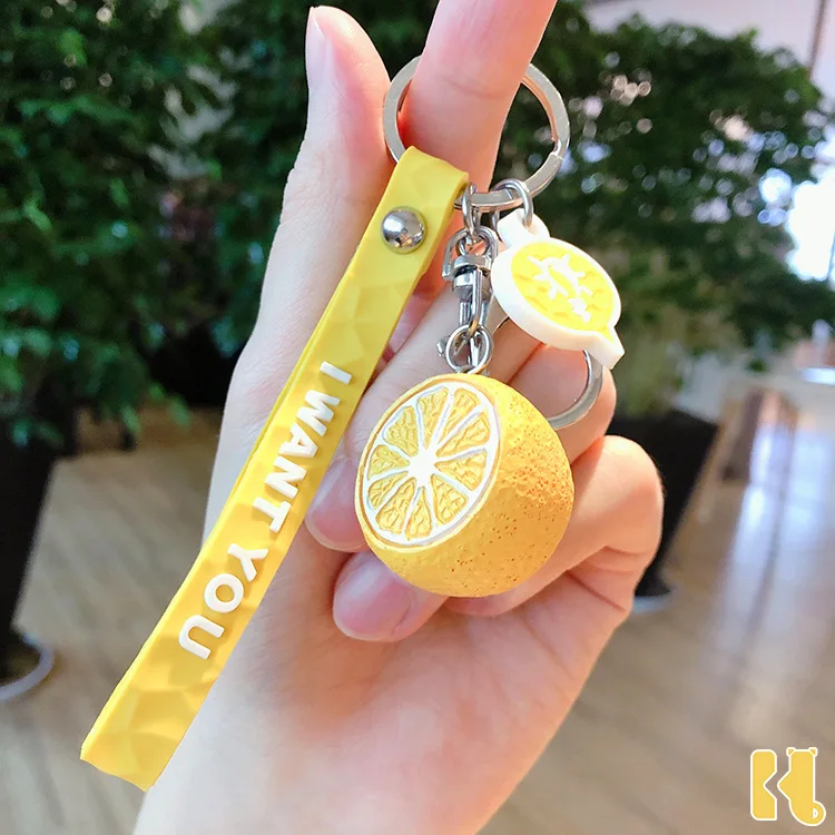 

Creativity Cute Simulation Fruit Keychain Orange/Kiwi/Lemon/Watermelon Key Chain Student Lovers Backpack Car key Chain Hot Gift