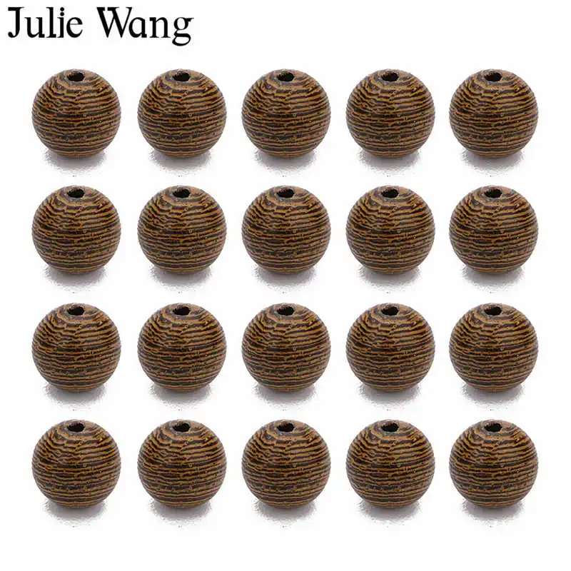 

Julie Wang 50 шт 6,5/8,5/10/12 мм деревянные бусины Круглые полосатые деревянные шарики разделительные бусины браслет ожерелье ювелирные изделия аксе...