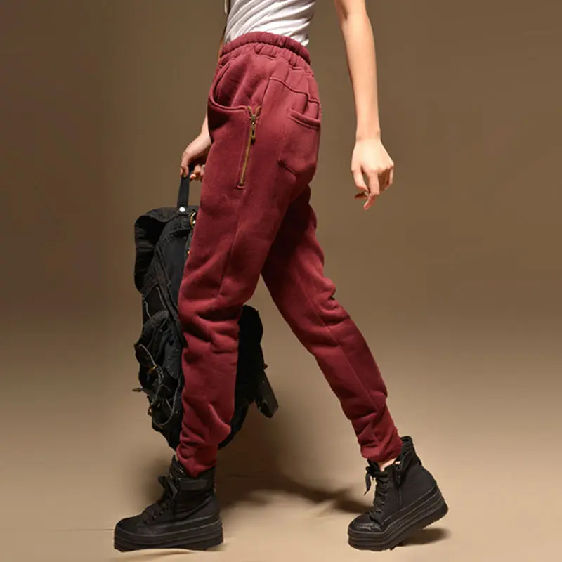 Плюс бархатные осенние зимние хлопковые брюки для женщин с эластичной талией