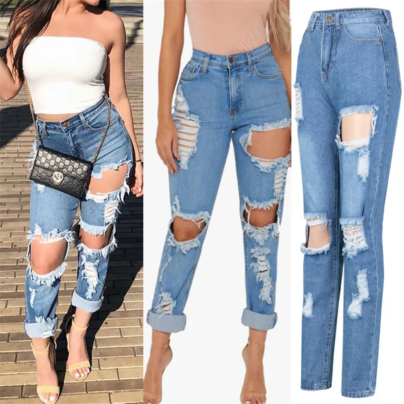

202021 new fashion sexy trousers women trend high waist ripped jeans