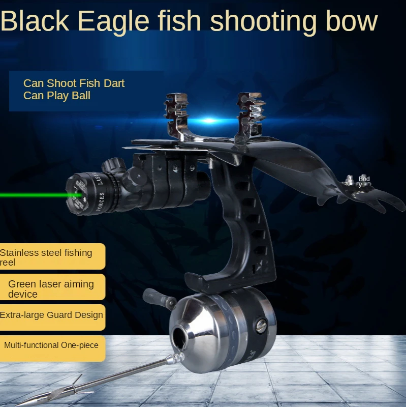 

Black hawk fish slingshot green laser sight infrared set fish dart fishing wheel Osprey archery