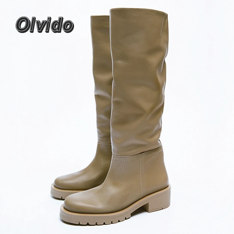 Сапоги женские бежевые на платформе до колена без застежки зимние 2022 | Обувь