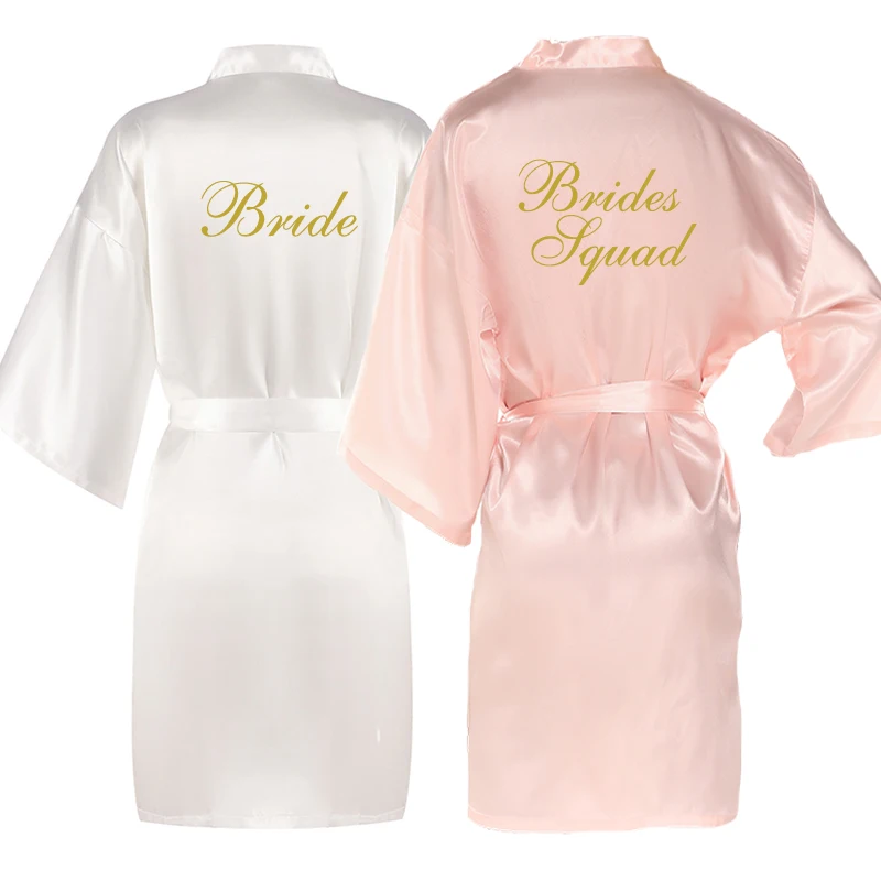 Светильник-розовый халат для невесты Атласный Женский сексуальный блестящий