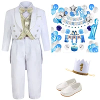 baby boy baptism tuxedo infant wedding party ceremony christening suit toddler formal gentleman outfit with jacquard