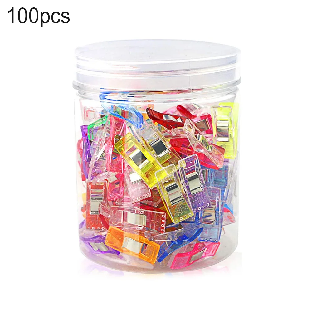 

100pcs Sewing Clips Multicolor Craft Clips Plastic Sewing Binding Clamps Wonder Clips for Quilting Crafting Knitting Crocheting