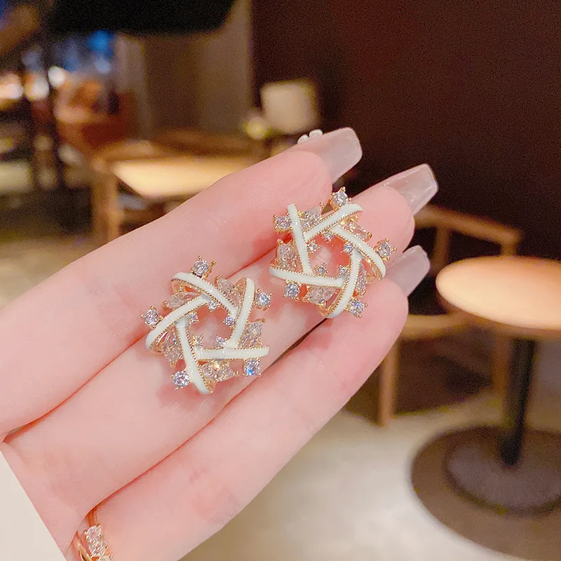 

Серьги-гвоздики женские, с фианитом, 14 к