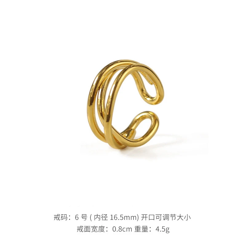 

TOSAKO Rings Gold Plated Vintage Simplicity Female Jewelry Winding of Lines