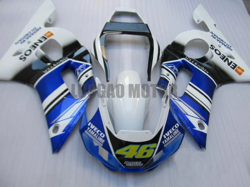 

Injection Bodywork fairing kit for Yamaha YZF600 R6 98 99 00 01 02 White Blue 46 fairings set YZF600R6 1998 1999 2000 2001 2002