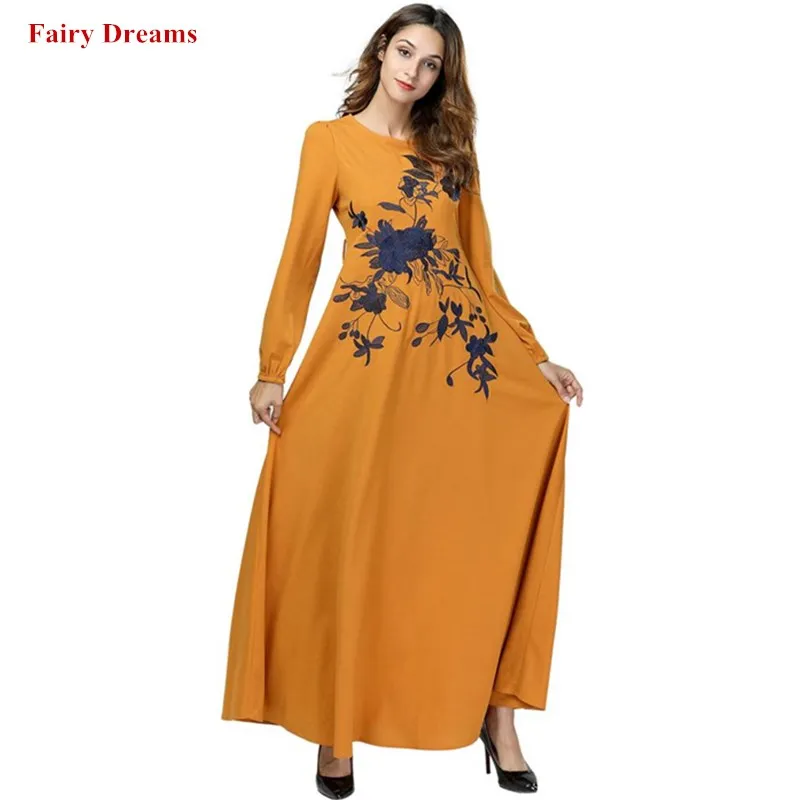 Дубай Abayas для женщин мусульманское платье длинное желтое женское кафтан