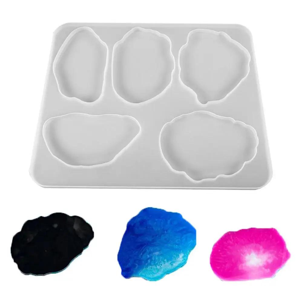 Силиконовая форма с 5 неровными полостями для эпоксидной смолы подставки сделай