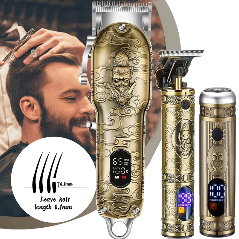

Professional Hair Clippers and Trimmers Set Barber Clippers for Hair Cutting Cordless Hair Clippers Beard Trimmer LCD Display