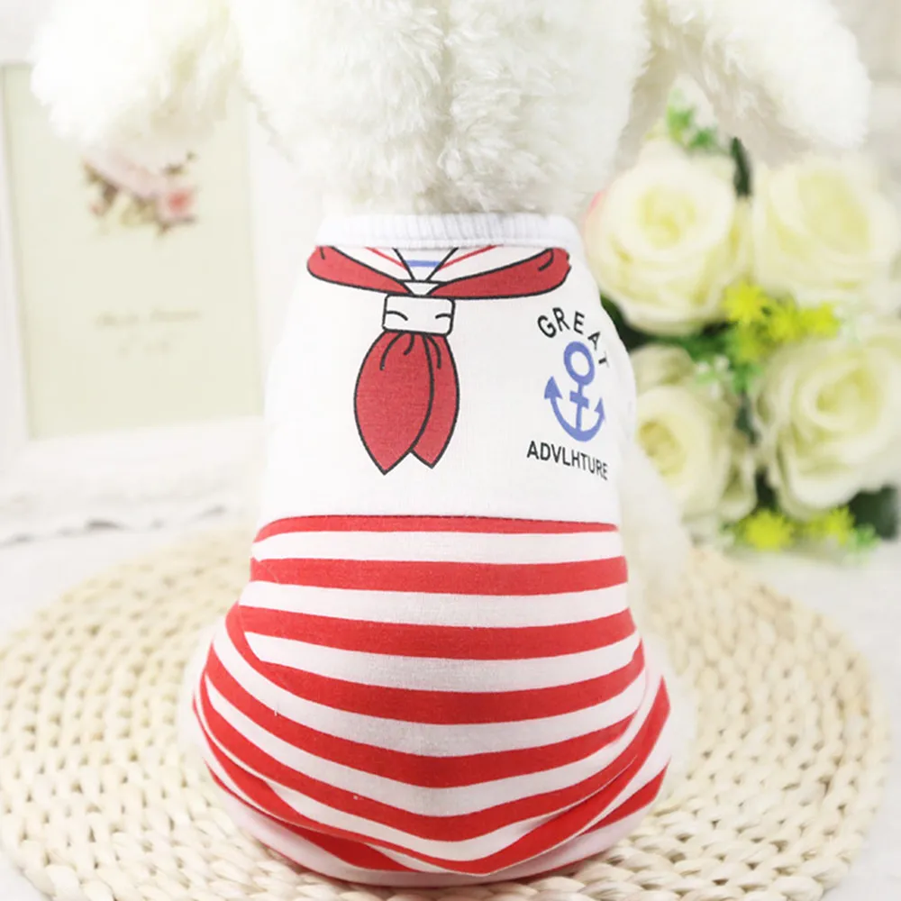 Одежда для маленьких собак летняя мультяшная жилетка одежда матрос галстук