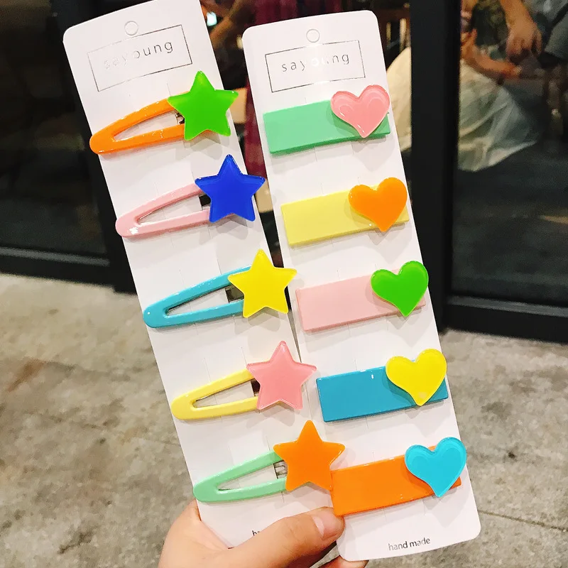 5Pc /Sat New Parent-child cute cartoon colorful style childlike hairpin clip sweet fruit Flower BB clip girl Hair Clips Headwear