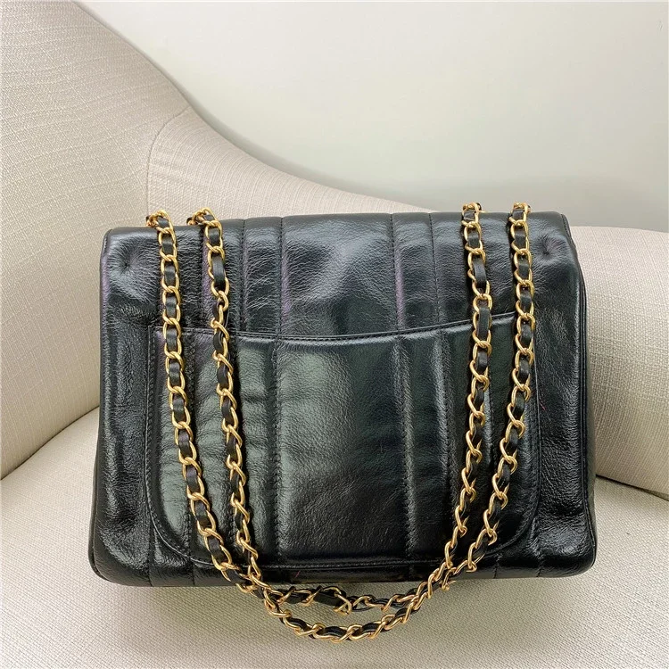 

free shipping 2020 the new style fashion and cool gold chain genuine leather sheepskin women handbag one shoulder bag 31cm