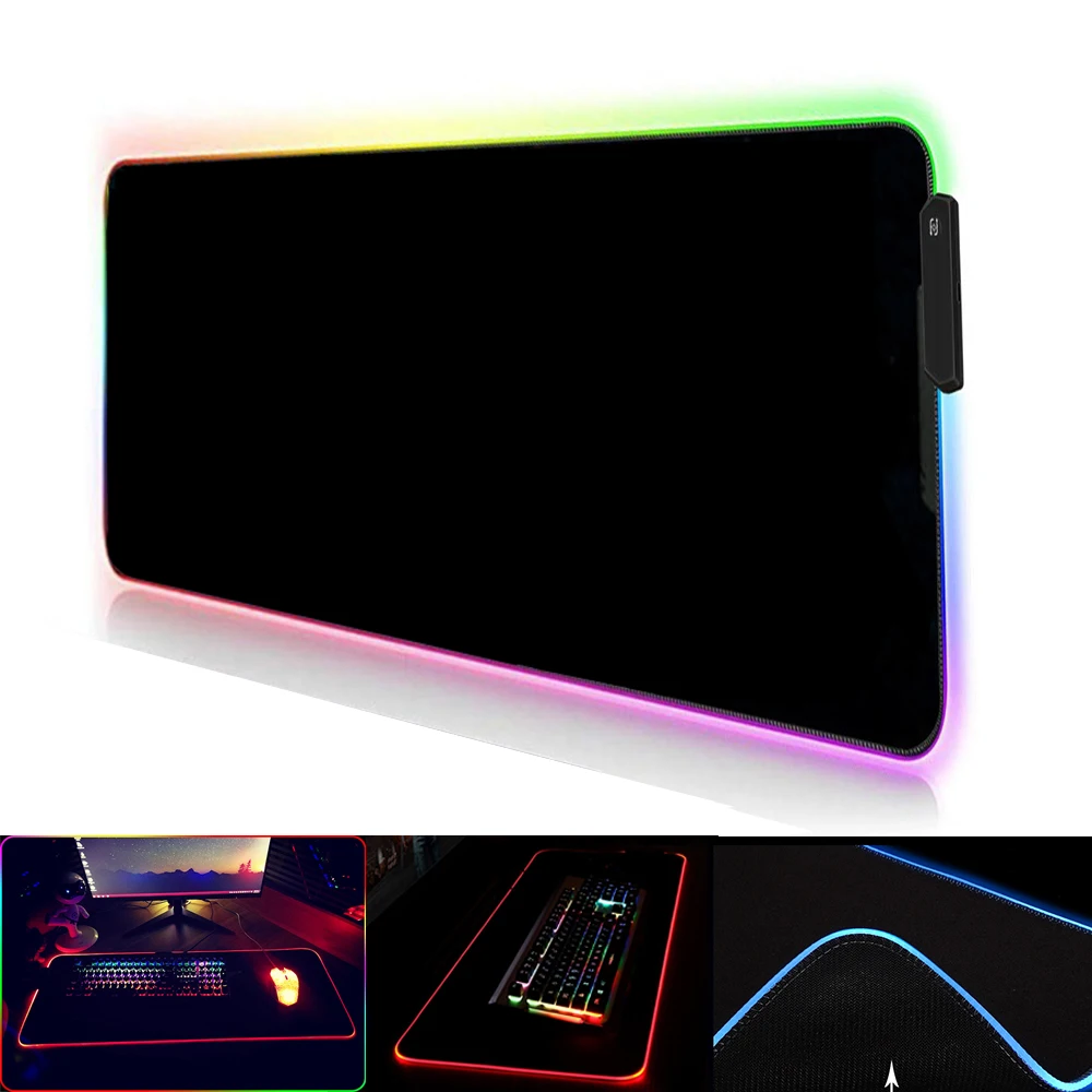 Игровой коврик для мыши XXL большой RGB геймера компьютерный со светодиодной