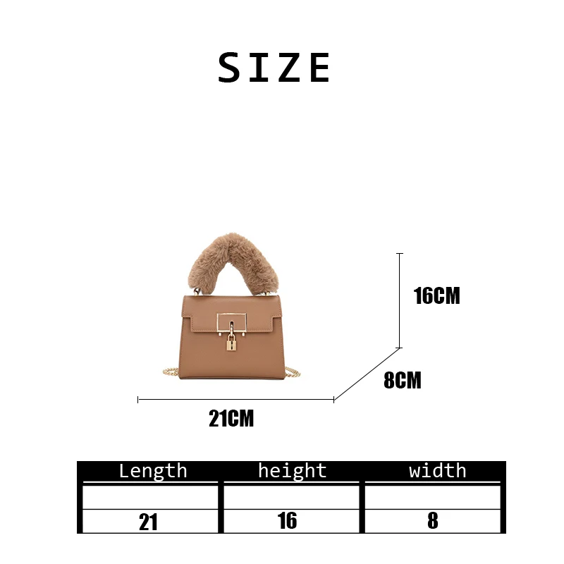 

2020 New Fashion Female Plush Luxury PU Leather Small Box Handbag Women Autumn Winter Casual Flap Solid Versatile Shoulder Bag