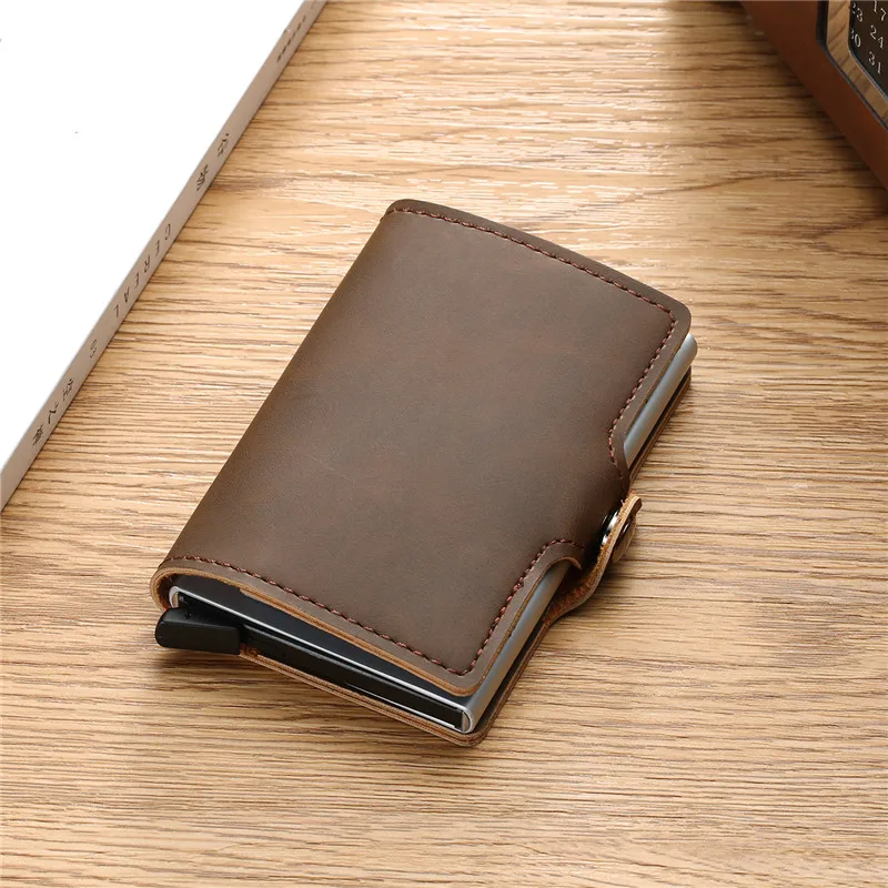 

Bycobecy 2019 Top Quality PU Leather Business ID Holder Single Box Credit Card Holder Card Case Women and Men RFID Wallets Hasp