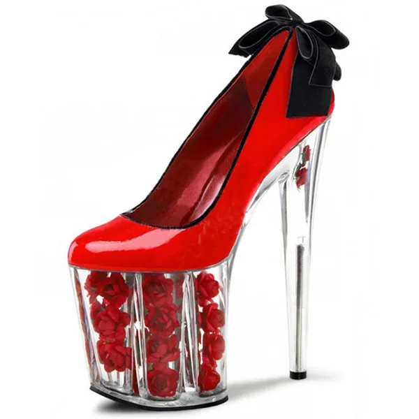 

20cm high heeled shoes bridal shoes transparent crystal red bag with large stage sandals