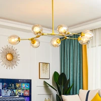 nordic metal led chandelier loft lustre living room villa indoor decor modern pendant lamp lighting glass ball kitchen fixtures