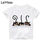 Детская футболка с изображением черного кота, с металлической лентой, Высококачественная футболка в стиле хип-хоп, уличная крутая детская одежда