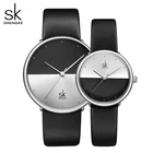 ShengKe модные часы для влюбленных мужские и женские повседневные часы с кожаным ремешком водонепроницаемые простые кварцевые наручные часы Hardlex с циферблатом K9016