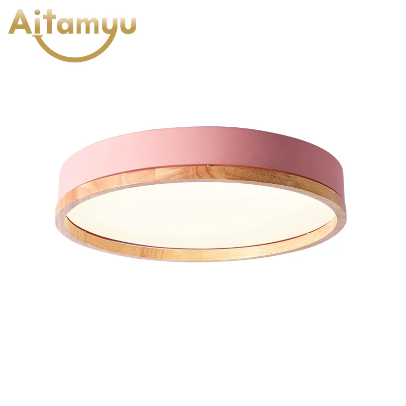 

Home AC90-265V LED Ceiling Lights Nordic Style Round Ceiling Mounted Lamp For Bedroom Wooden Kitchen Lighting Fixture