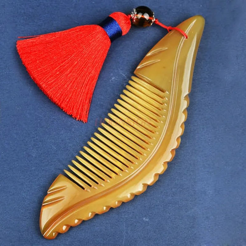 

hair hairdress Natural Yak Horn Comb Anti Love Female Shun Long Hair Pure Massage Genuine Yellow White Buffalo Combs Hairdress