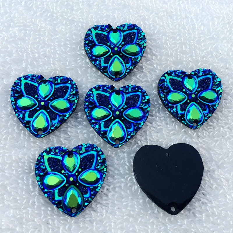 Стразы с сердечками и рисунком 25 мм цветочный дизайн AB искусственные хрустальные