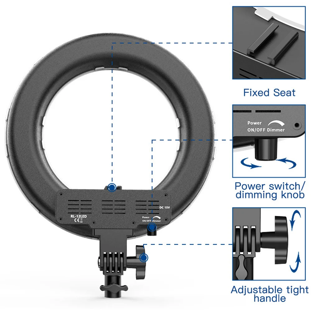 SPASH RL-12 кольцевой светильник светодиодный кольцевая лампа для фотосъемки со