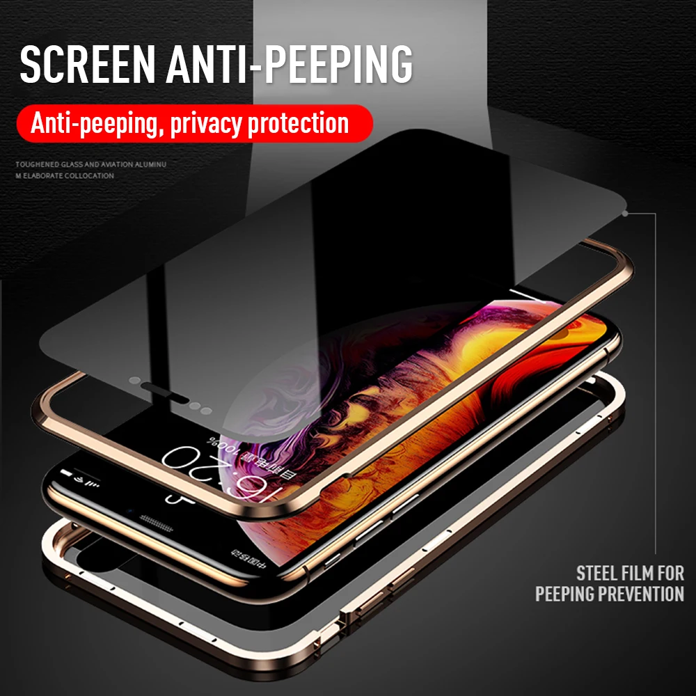 Магнитный чехол для iPhone X XS MAX XR 7 8 Plus адсорбционный металлический чехол для мобильного телефона защитный чехол из закаленного стекла