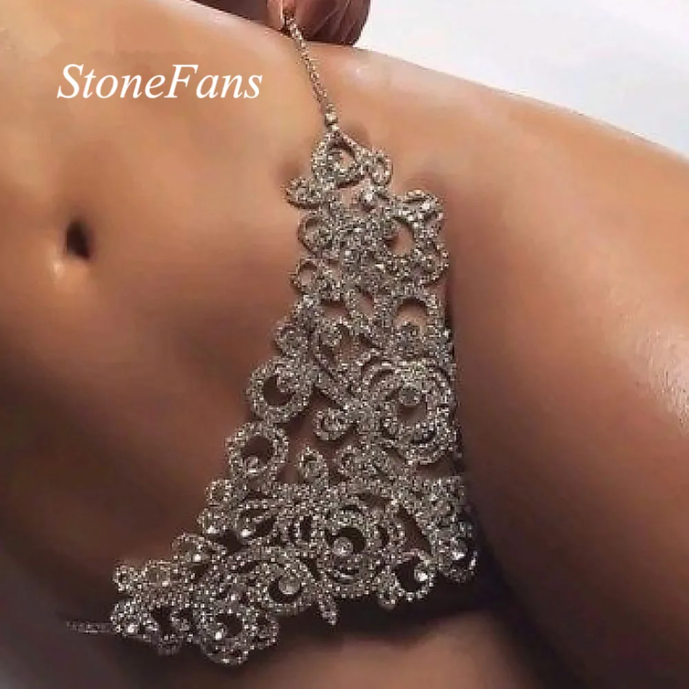 

Stonefans Flower Rhinestone Thong Panties Bikini Jewelry for Women Sexy Body Chain Crystal Underwear Chain Belly Waist Jewellery