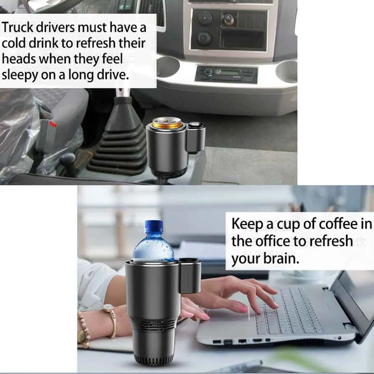 

2-in-1 Smart Car Heating Cooling Cup Mug Holder For Coffee Bottle Drinks Holder Travel Cup Mug Holder TumblerCar Refrigerator