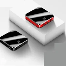 Mini Power Bank  Small Size Large Capacity 30000mAh Portable Charger 2 USB Mirror Screen External Battery For Smart Mobile Phone
