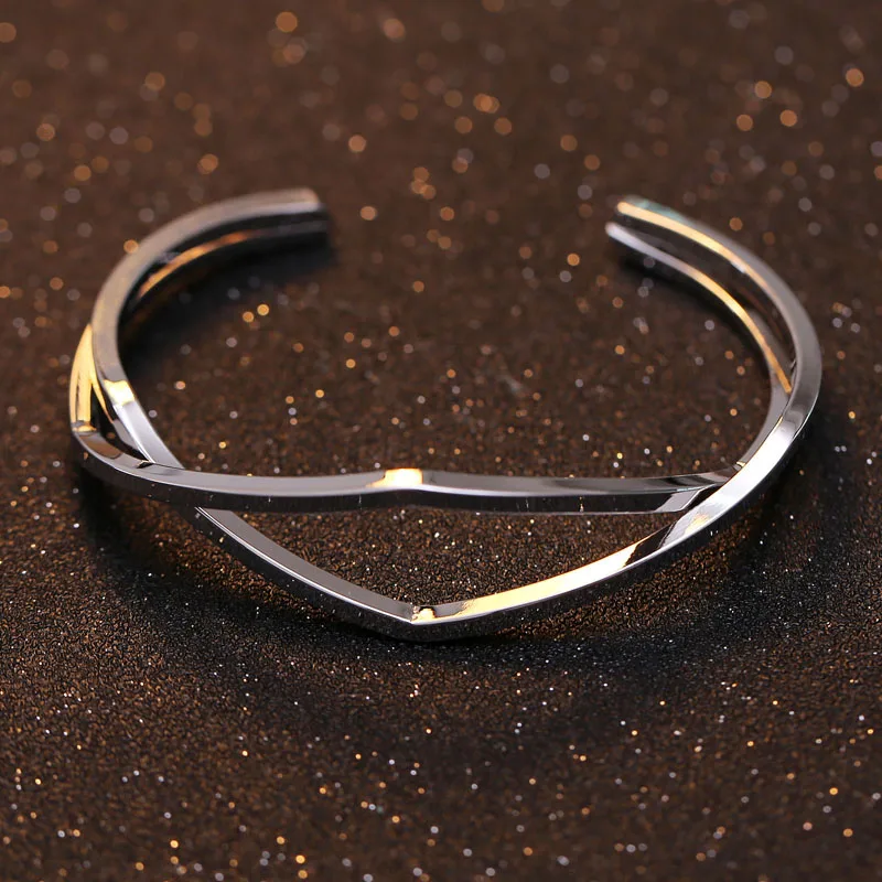 

High Quality Metal Cuff Bangle Bracelet Silver Plated Round Side Open Bangle Bracelets for Women