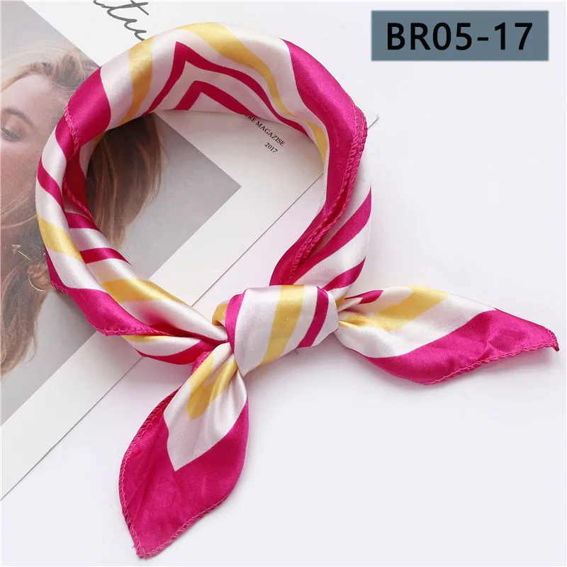 BR05-17 Женский квадратный шарф, 50*50 см, подходит ко всему, обертывания, элегантные, цветочные, в полоску, весна-лето, для женщин, обтягивающие, на голову, на шею, повязка на голову, шейный платок - Цвет: BR05-17