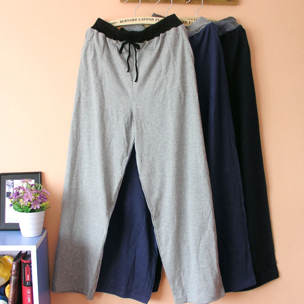 Men's Home Pants Cotton trousers Threaded waist Men's Sleep Bottoms