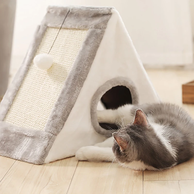 Кошачья чесалка доска натуральная игрушка маленькие домики для кошек рамка