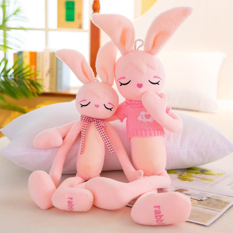 

Cute Pink Rabbit Sleep Pillow Plush Toy Fashion Creative Soft Cartoon Animal Doll Comfort Doll Children Holiday Birthday Gift